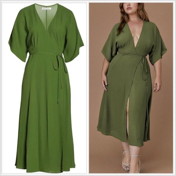 Reformation Dresses & Skirts - Reformation Karen midi Wrap dress , Moss green Size XS
